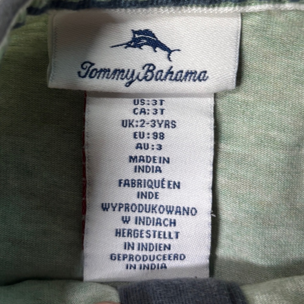 Tommy Bahama Kids Henley Tee | 3T | Raglan Short Sleeve - Picture 4 of 4